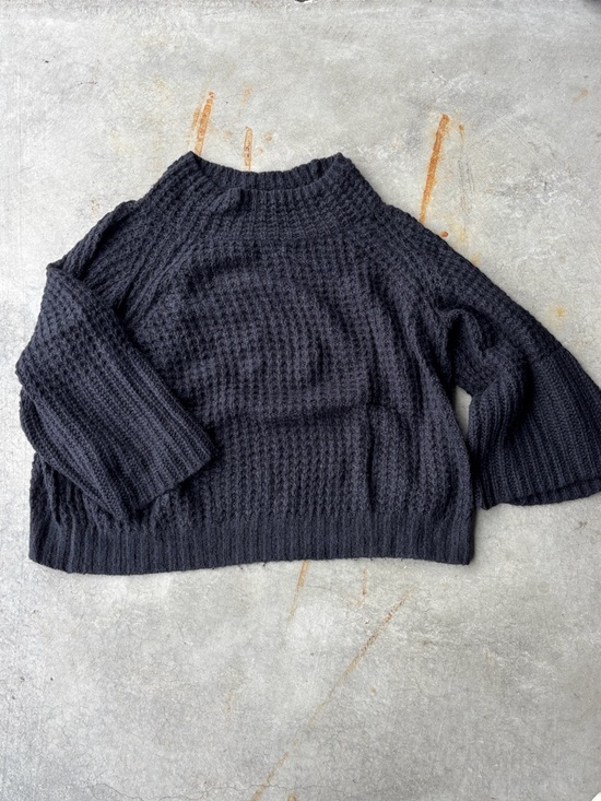 Anthropologie Sweaters - Anthropologie Maeve Black Dionne Bell Sleeved Sweater Waffle-Knit Sweater 2X